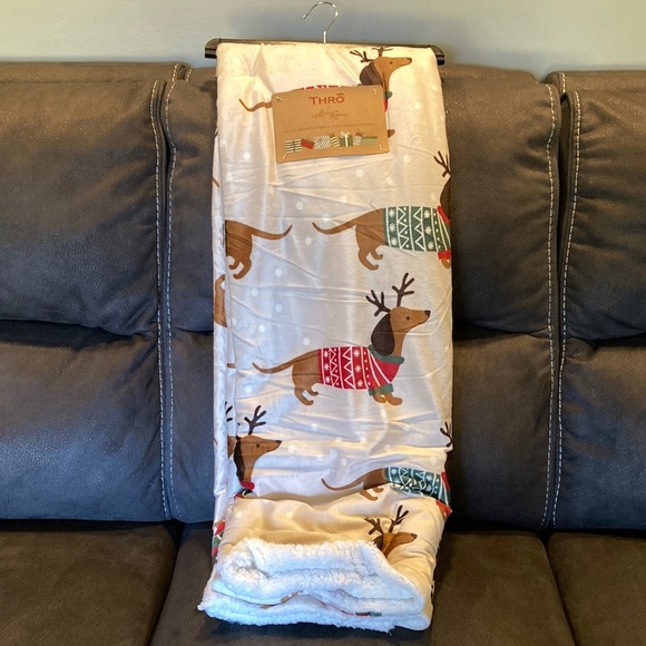 Marlo Lorenz Other - NWT!  MARLO LORENZ CHRISTMAS REINDEER DACHSHUND DOGS MINKY SOFT PLUSH THROW